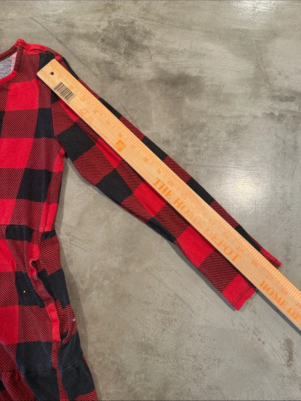 Old Navy Red and Black Buffalo Plaid Tiered Long-Sleeve Dress